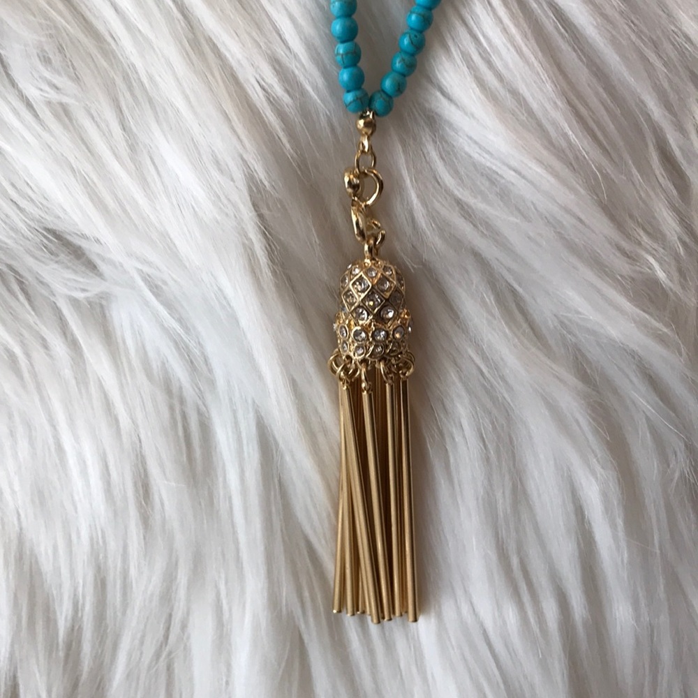 Turquoise Color Statement Necklace - Picture 4 of 6